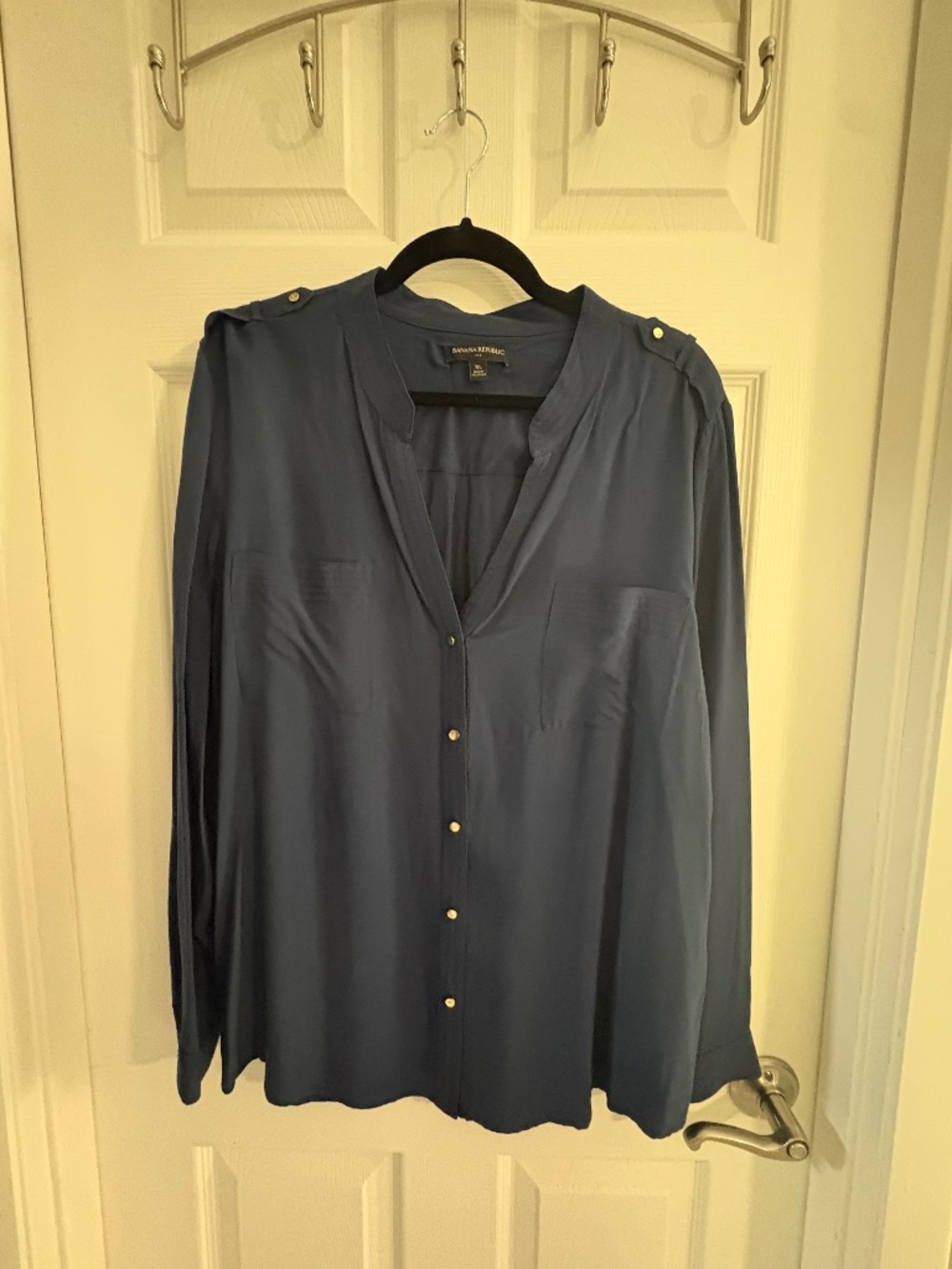 Banana Republic Navy Blue Button Front Blouse Women’s XL